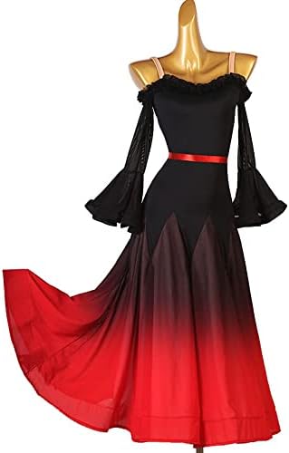 LIUHUO Askı Elbise Modern Dans Elbise Degrade Kırmızı Etek Dans Parti Performansı