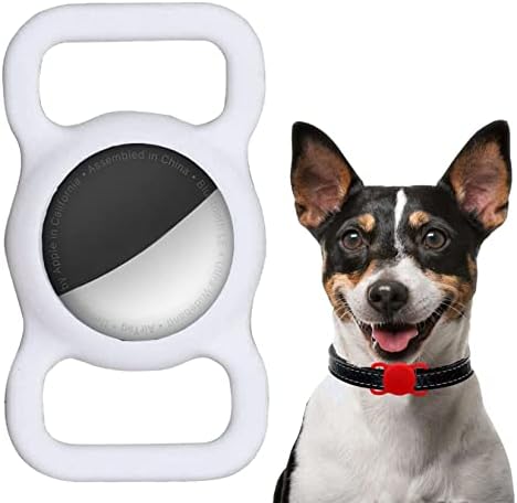köpek için airtag case Silikon airtag Tutucu (Beyaz)
