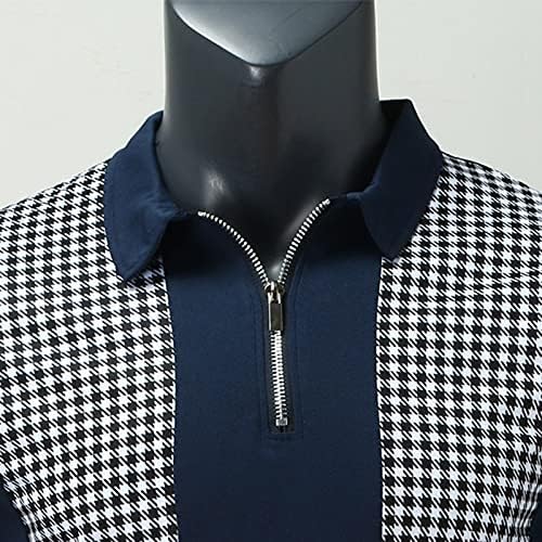HDDK erkek Golf Polo Fermuar Gömlek Yaz Kısa Kollu Slim Fit Zip Yaka Henley T Shirt Patchwork Iş Rahat Üstleri