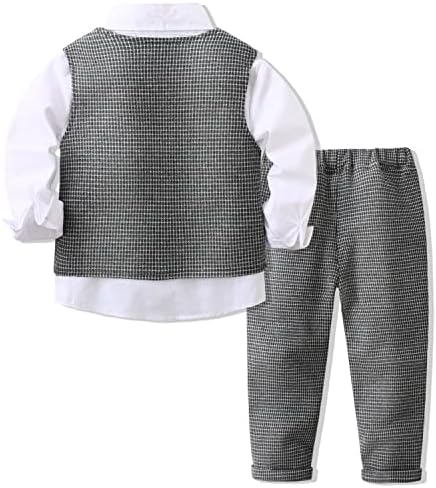 Kimocat Bebek Erkek Beyefendi Papyon Mavi Takım Elbise Set Uzun Kollu + Yelek + Pantolon