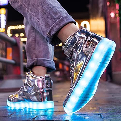 Led ışık Up Ayakkabı Yüksek top yanıp sönen dans spor ayakkabı Kadın erkek Hediye için USB şarj ile parlayan ışık
