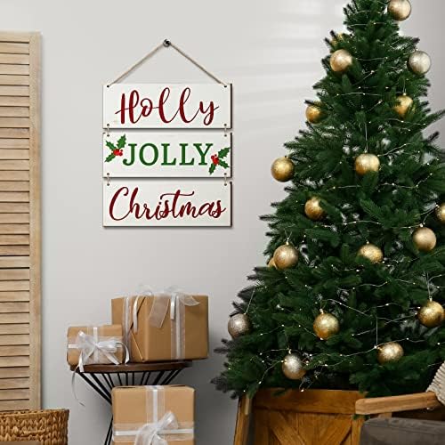 Noel Asılı Duvar Işareti Holly Jolly yılbaşı dekoru Kış Ahşap Dekor Işaretleri Noel Çiftlik Evi Ahşap Plak Noel Kapı