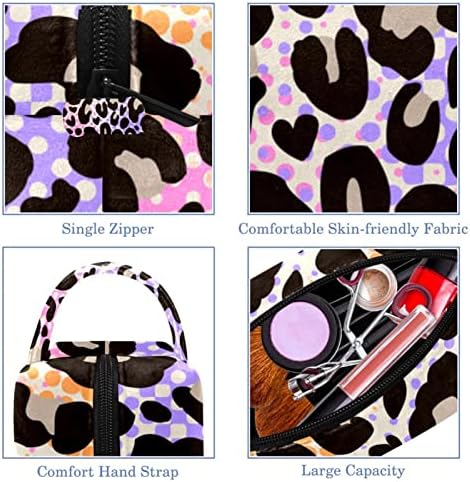 TBOUOBT Kozmetik Çantaları Makyaj Çantaları Kadınlar için, Küçük Makyaj Çantası Seyahat Çantaları, Leopar Baskı Renkli