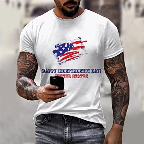 Yaz Erkek T Shirt erkek T Shirt Kısa Kollu Casual Vintage Bağımsızlık Günü 3D Dijital Baskı T Ağır