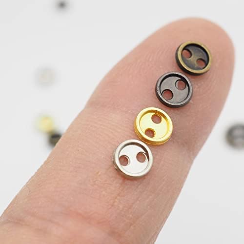 Wiosny 100 Adet 4 Renkler Mini Metal Düğmeler 6mm 2 Delik Mini Metal Yuvarlak Düğmeler DIY El Dikiş yardımcıları oyuncak