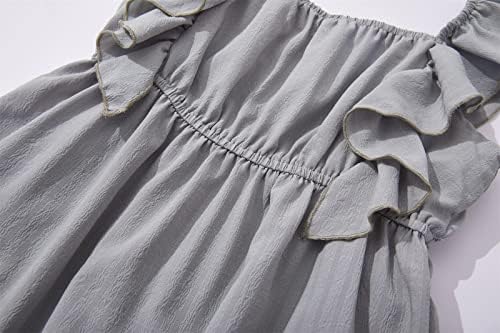 Nıyage Kızlar Çarpıntı Kollu Prenses Elbise Toddler Kare Boyun Fırfır Vintage Parti Elbiseler