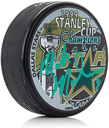 Mike Modano Dallas Yıldızları İmzalandı 1999 Stanley Kupası Diski - İmzalı NHL Diskleri