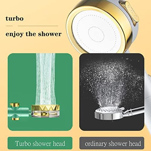 HOMHII Turbo Duş Başlığı el, Yüksek Basınçlı hidro duş jeti, 3 Filtre Ve Duraklatma Anahtarı, 360°Dönen Tik Tok fan