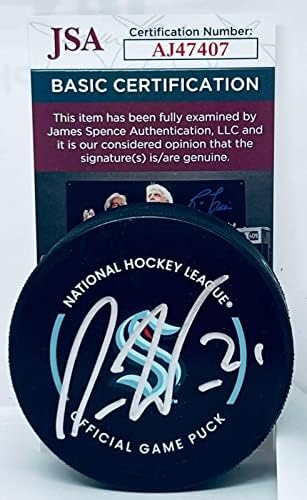 Alex Wennberg imzalı Seattle Kraken Resmi Oyun Diski imzalı JSA İmzalı NHL Diskleri