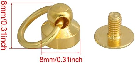 Çekme halkası Perçin ZRM & E 20 ADET 8x8mm Altın O Ring Yuvarlak Kafa Damızlık Screwback Tırnak Perçin, 360 Derece