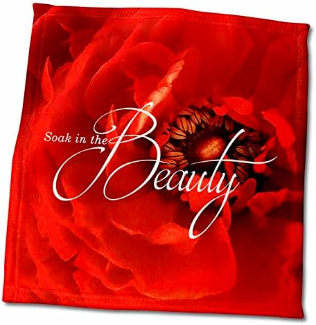 Güzellik Tipografisine Batırılmış 3dRose Parlak Kırmızı Çiçek Çiçeği-Havlular (twl-214275-3)