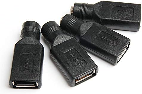 Acxıco 4 adet USB Dişi 5.5 mm x 2.1 mm Dişi DC Güç Dönüştürücü şarj adaptörü Konektörü