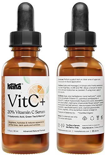 Hyaluronik Asitli Yüz için Keika VitC+ C Vitamini Serumu, 1 fl oz.