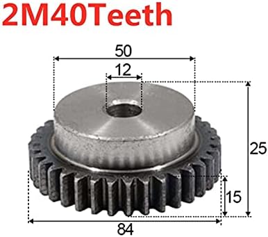 ZHENGGUİFANG ZGF-BR 1 ADET Dışbükey Dişli Pinyon 2 Modülü 40 Diş 12mm Delik Karbon Çelik Dışbükey Dişli (Delik Çapı