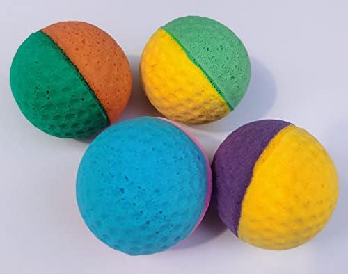 YnFag 48 Paket Köpük Kedi Topları Kediler için, Futbol Topları Parlak İki Renkli Golf Sünger Topları Kediler için