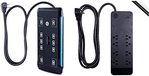 GE UltraPro 10 Çıkışlı Dalgalanma Koruyucusu, 2 USB Bağlantı Noktası, 4 Ft Güç Kablosu ve GE UltraPro 8 Çıkışlı Dalgalanma