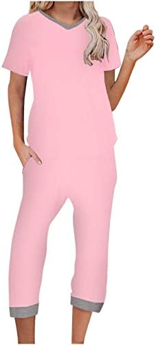 Comıgeewa Pamuk Pantolon Setleri Bayanlar Sonbahar yaz giysileri Moda Y2K Grafik Capri Düz Bacak Temel Pantolon Setleri