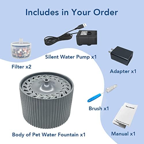 GOCESS Pet Çeşme,Seramik Kedi su çeşmesi Kediler veya Küçük Boy Köpekler için 2 Filtreli, 32Oz