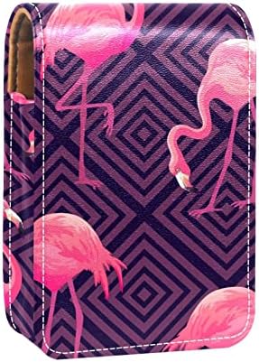 Flamingolar Deri Makyaj Ruj Kılıfı Ayna Mini Makyaj Çantası Günlük Rötuş