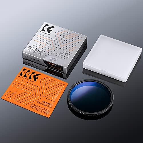 K & F Konsept 72mm Değişken ND Lens Filtresi ND2-ND400 (1-9 Durak) 18 Çok Katmanlı Kaplama Ayarlanabilir Nötr Yoğunluk