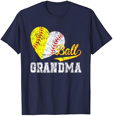Beyzbol Softbol Topu Kalp Büyükanne anneler Günü T-Shirt