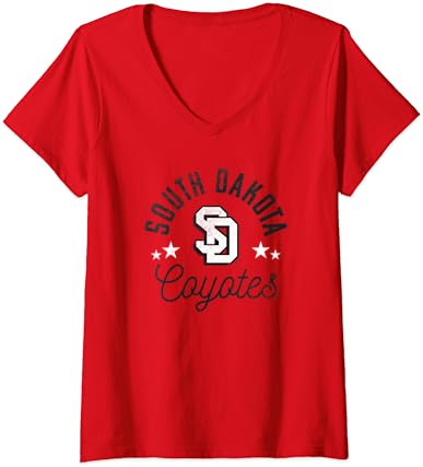 Bayan Güney Dakota Üniversitesi USD Coyotes Logo V Yaka tişört