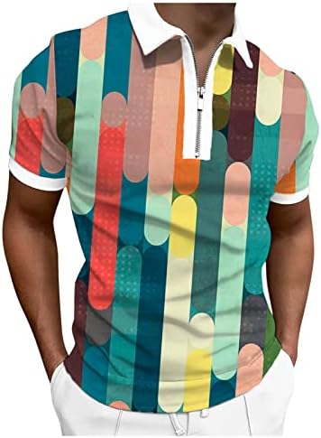 Yaz Tee Gömlek Erkek Erkek Bahar ve Yaz İnce Fermuar Yaka Gömlek Baskı Üst Yaka Gömlek Erkekler için Moda