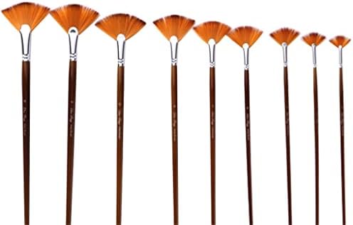 XXXDXDP 9 İki Renkli Naylon Saç Balık Kuyruğu Fan Fırça Keten Çubuk Renk Yağ Fırça Seti Fırça Sanat Malzemeleri