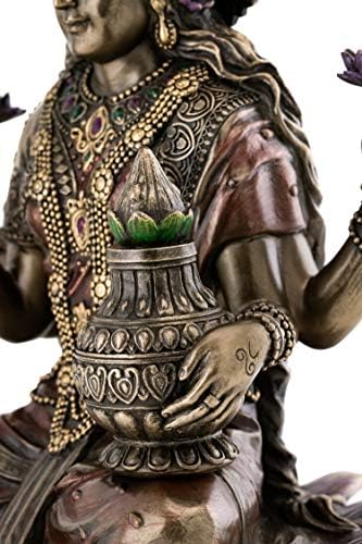 Üst Koleksiyon Oturmuş Lakshmi Hindu Heykeli-Zenginlik Tanrıçası, Servet, Bilgelik, ve Refah Heykel Prim Soğuk Döküm