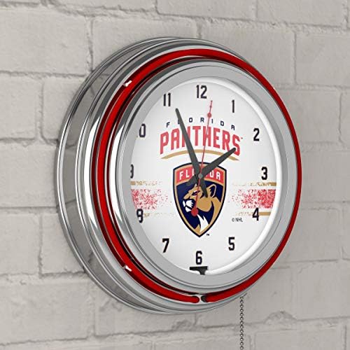 Ticari Marka Gameroom NHL Krom Çift Basamaklı Neon Saat-Florida Panthers