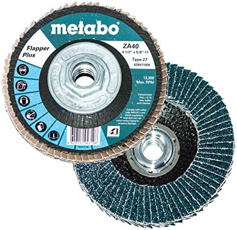 Metabo 629477000 7 x 5/8 - 11 Sineklik Artı Aşındırıcılar Flap Diskler 40 Kum, 5'li paket