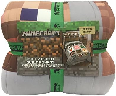 Jay Franco Minecraft Full / Kraliçe Yorgan ve Sahte Set - Sarmaşık, Steve ve Alex (Resmi Minecraft Ürünü)
