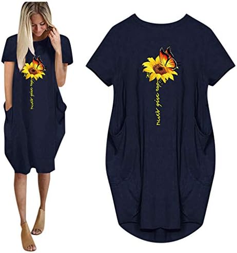 LKPJJFRG Kadın yazlık t-Shirt Elbiseler 2023 Kravat Geri Balon Kollu Polka Dot Önlüklü T Shirt Elbise Cepli