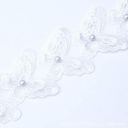 Organze İnci Kelebek İşlemeli Dantel Trim Çiçek aplike Süslemeler Şerit Kumaş düğün elbisesi Dikiş 91 cm / 1 Yard