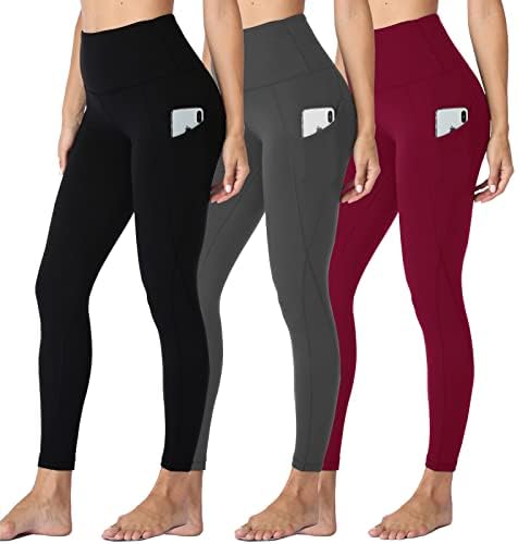Kadınlar için Cepli HLTPRO Tayt-Capri Yüksek Belli Karın Kontrol Egzersiz Yoga Pantolonu
