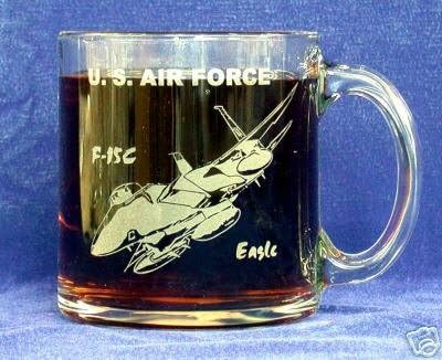 13 oz şeffaf cam kahve Kupasında Özel Kazınmış USAF F-15CKartal (1) BOŞLUK