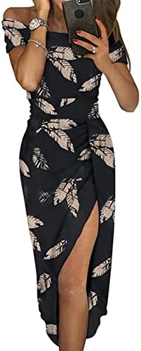 MIASHUI Iş Günlük Elbiseler Kadın Moda Seksi Bir Omuz Çiçek Baskı Bel Çantası Kalça Yarık Elbise Yaz Parti Elbise