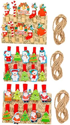 PRETYZOOM 30 adet Noel Ahşap Klipler Noel Ağacı Fotoğraf Klipleri Noel Baba Noel Ağacı Clothespins DIY Fotoğraf Mandal