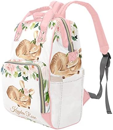 Grandklu Kızlar Çiçek Oh Geyik Kişiselleştirilmiş bebek bezi çantası Sırt Çantası Adı, Özel Tote Çanta Seyahat Sırt