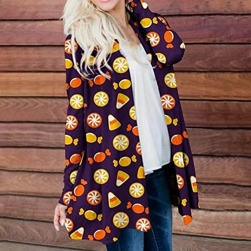 Kadın Gömlek Hırka Cadılar Bayramı Yenilik Baskı Uzun Kollu Günlük Rahat Cover up Kimono Şal Bluz Tops Ceket