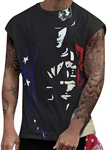 Bmısegm Yaz Erkek T Shirt erkek Casual Tank Tops Amerikan Bayrağı Baskı Kolsuz Kas Yurtsever Tees Serin Uzun Kollu