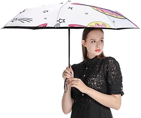 Komik çörek gezegen 3 kat seyahat şemsiye Anti-Uv Rüzgar geçirmez şemsiye moda otomatik açık şemsiye