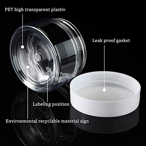 SATINIOR 24 Adet Kapaklı Boş Şeffaf Plastik Kavanozlar Yuvarlak Saklama Kapları Güzellik Ürünü için Geniş Ağızlı Kozmetik