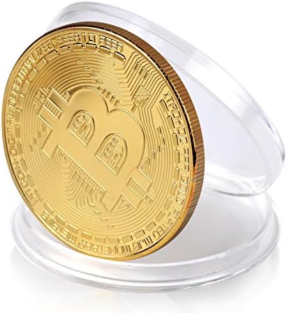 Bitcoin hatıra parası 24K Altın Kaplama BTC Sınırlı Sayıda Tahsil Sikke Koruyucu Kılıf İle