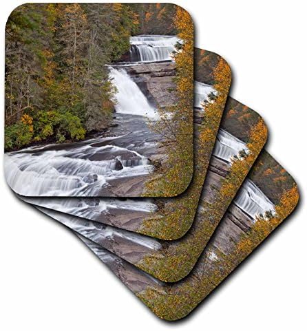 3dRose CST_93230_3 Triple Falls, Kuzey Carolina'daki Dupont Eyalet Ormanı-US34 CHA0064-Chuck Haney-Seramik Karo Bardak
