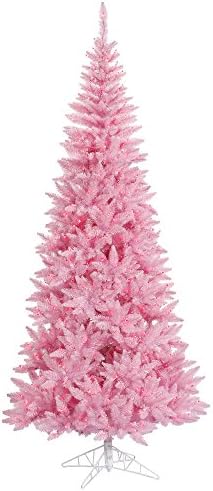 Vickerman 6.5 ' Pembe köknar ince Yapay Noel Ağacı, Pembe Dura aydınlatmalı LED ışıkları-Sahte köknar Noel Ağacı-Mevsimsel