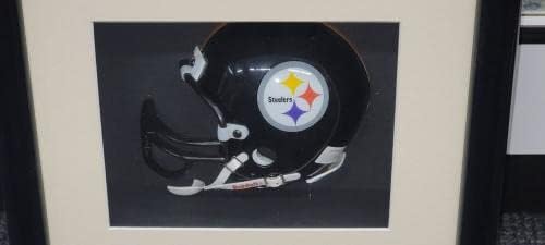 Terry Bradshaw İmzalı Çerçeveli Fotoğraf w/Mini Kask Steelers-İmzalı NFL Mini Kasklar