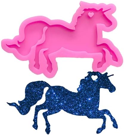 Parlak Parlak Pegasus Unicorn At Şekli DIY Craft için Silikon Kalıplar Anahtarlık Polimer Kil Kalıp Kolye Epoksi Kolye