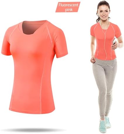 Kadın Sıkıştırma Gömlek, Kuru fit Egzersiz Atletik Kısa Kollu Gömlek, Taban Katmanı