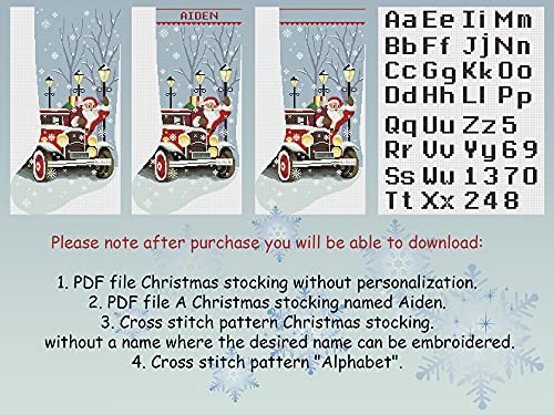 Çapraz Dikiş Desen Noel Çorap PDF / Kişiselleştirilmiş Modern Sayılan Kolay Sevimli Süsler / Yeni Başlayanlar için